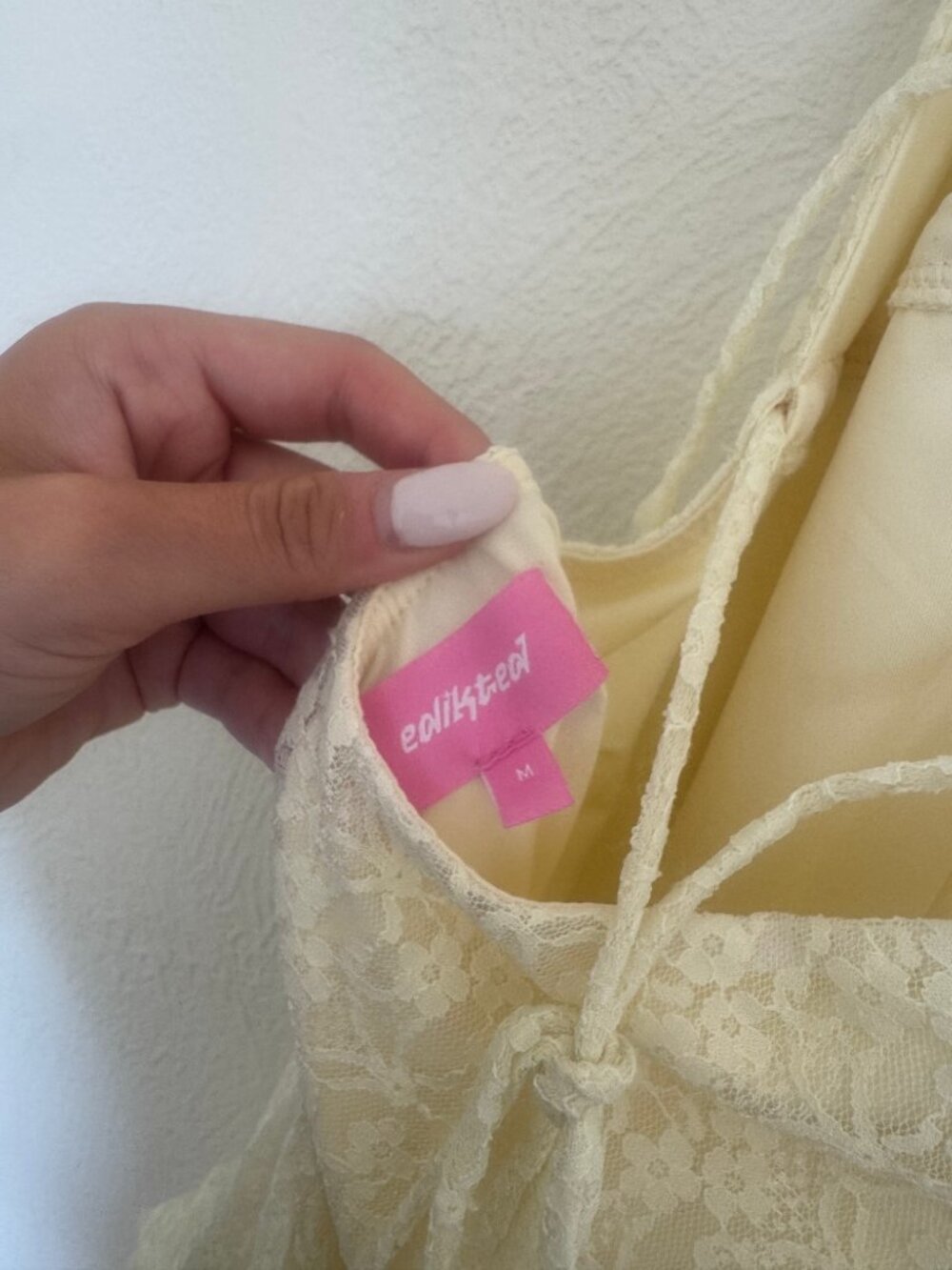 Butter Yellow Lace Mini Dress - Picture 3 of 4